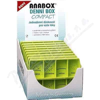 Dávkovač na léky Anabox denní Compact zelený