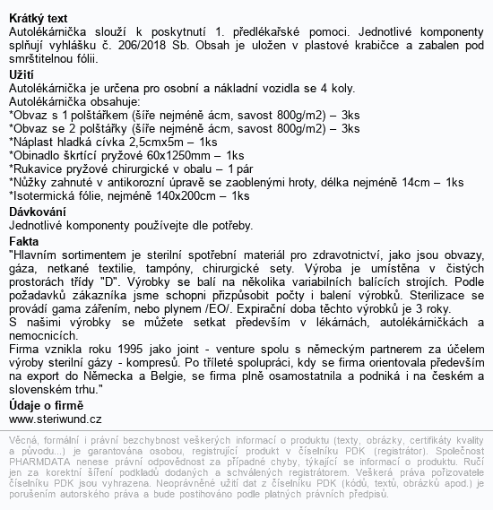 Autolékárnička plastová, vyhl. č. 206/2018 Steriwund - Obrázek 2