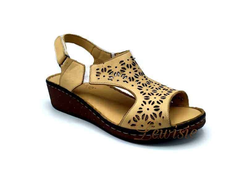 Looke 0468-18 Beige Jozlyn Dámské sandály na klínku vel. 37 a 41