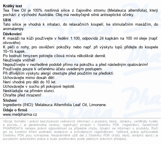 Tea Tree Oil 100% 10 ml MedPharma - Obrázek 3