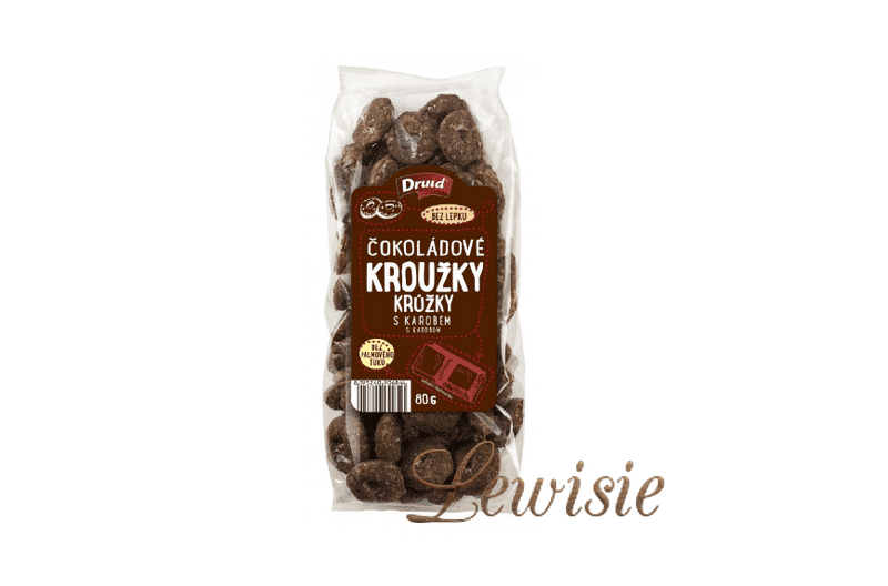 Druid Bezlepkové kroužky čokoládové s karobem 80 g