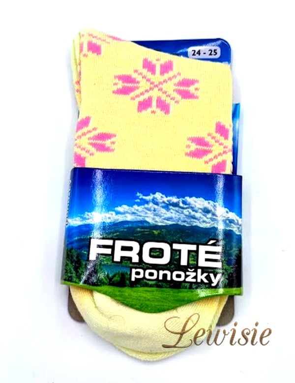 Froté ponožky žluté Kytka vel. 37 (24 - 25)