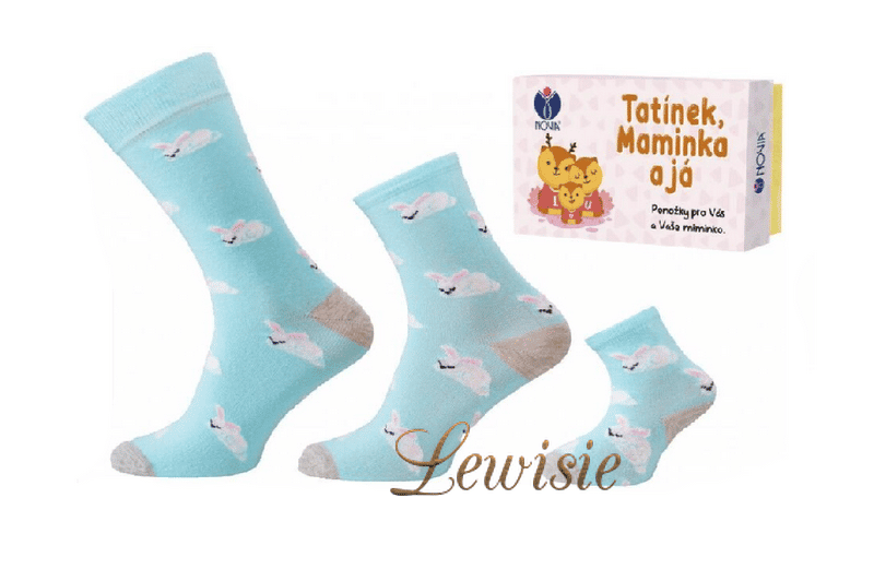Dárková krabička Králík ponožky - Tatínek, maminka a já
